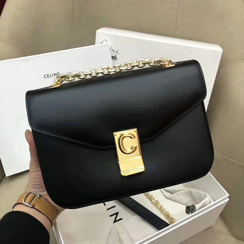 Celine Medium C Bag in Shiny Calfskin for Women in Black Celine Medium C Bag in Shiny Calfskin for Women in Black