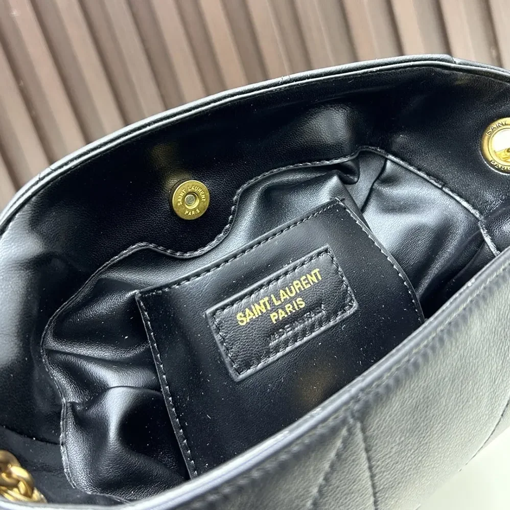 Saint Laurent YSL Jamie Mini Shoulder Pouch in Lambskin for Women in Black Saint Laurent YSL Jamie Mini Shoulder Pouch in Lambskin for Women in Black