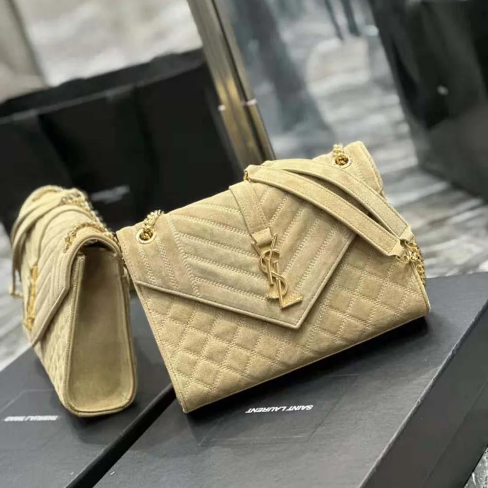 Saint Laurent YSL Envelope Medium Chain Bag in Mix Matelassé Corduroy for Women Saint Laurent YSL Envelope Medium Chain Bag in Mix Matelassé Corduroy for Women
