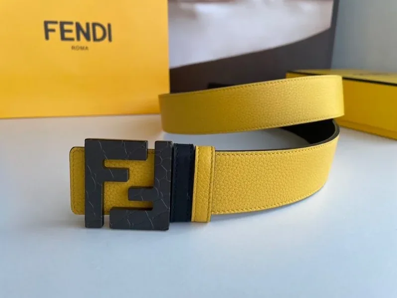Fendi Belt With Double F Buckle Yellow