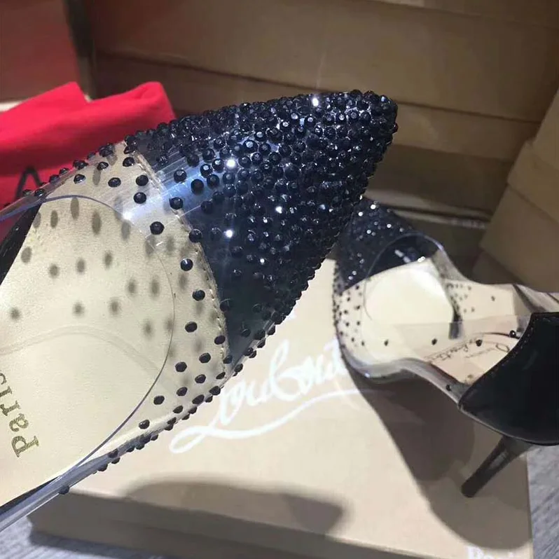 Christian Louboutin Shoes Degrastrass Pvc 100mm Heel for Women in Black Christian Louboutin Shoes Degrastrass Pvc 100mm Heel for Women in Black