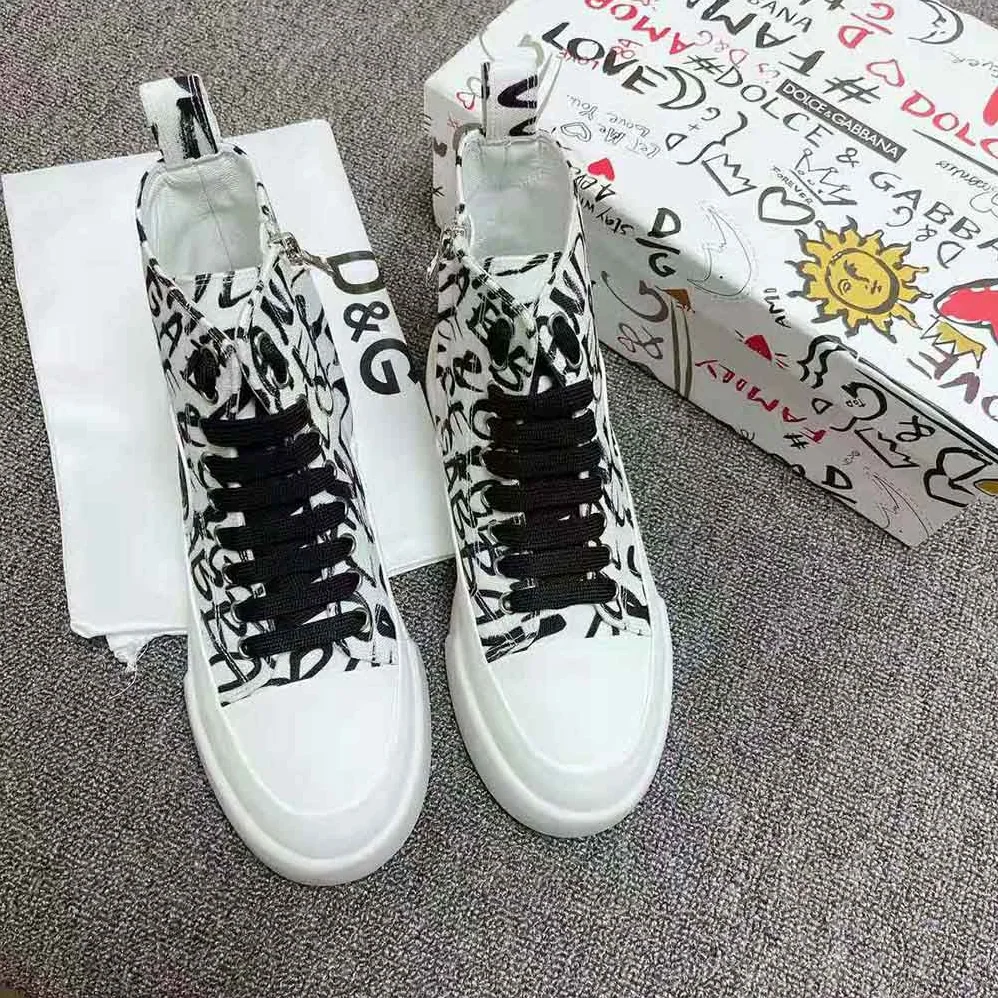 Dolce Gabbana D&G Canvas Portofino Light Mid-Top Sneakers with DG Logo Print for Unisex Dolce Gabbana D&G Canvas Portofino Light Mid-Top Sneakers with DG Logo Print for Unisex