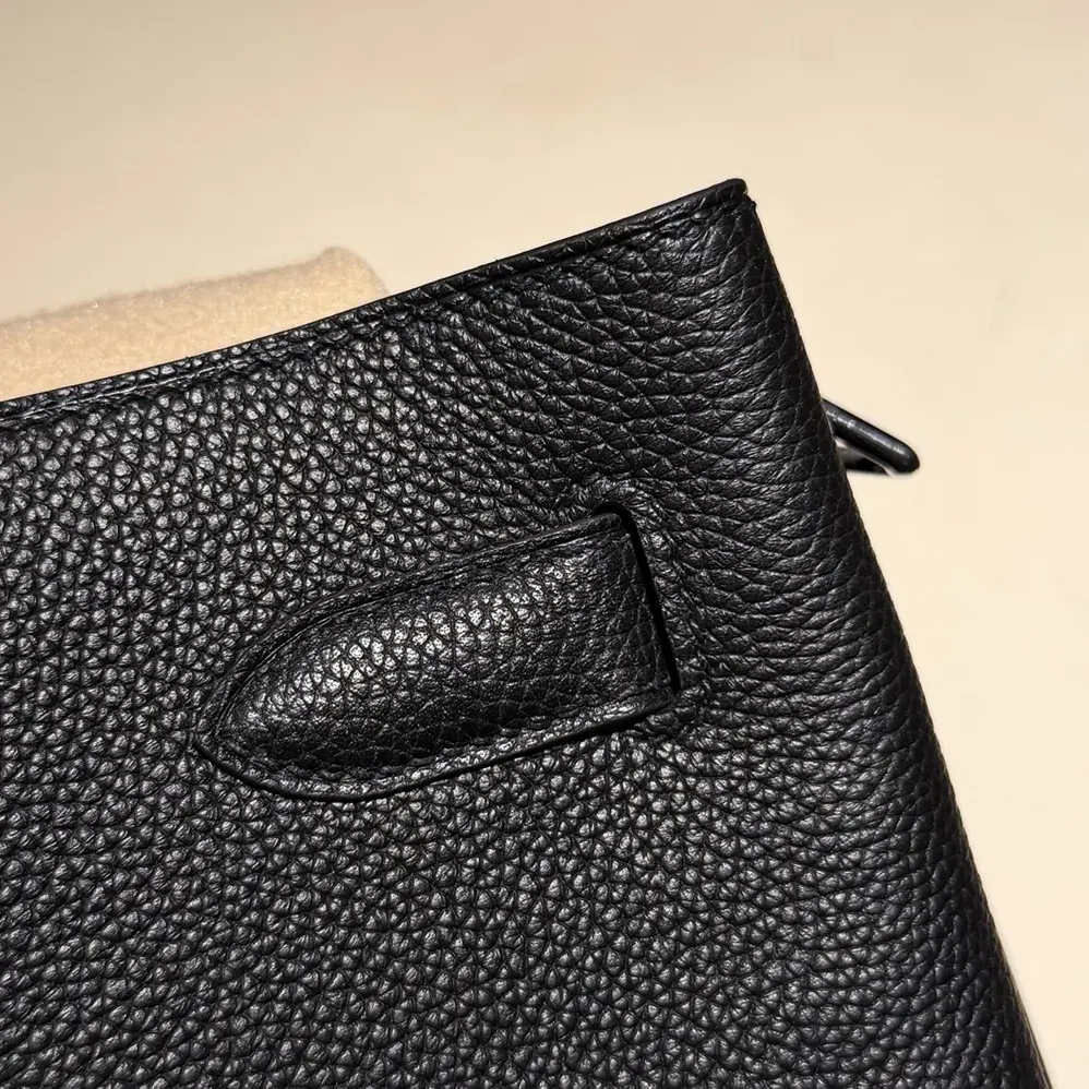Hermes Togo So Kelly 22 Palladium Hardware for Unisex in Black