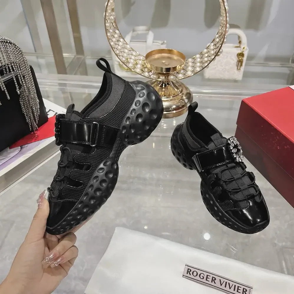 Roger Vivier Viv' Run Light Trekky Sneakers in Fabric for Women in Black Roger Vivier Viv' Run Light Trekky Sneakers in Fabric for Women in Black