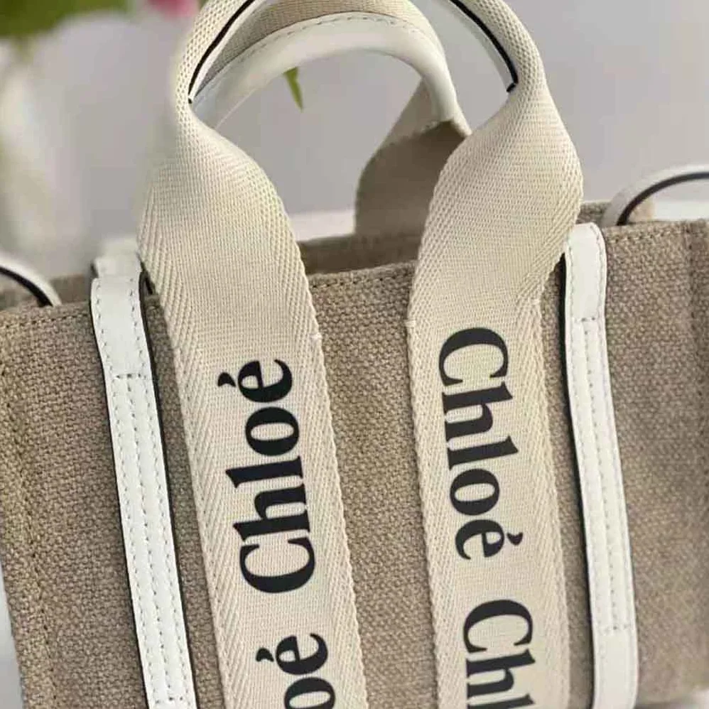Chloe Mini Woody Tote Bag for Women in White