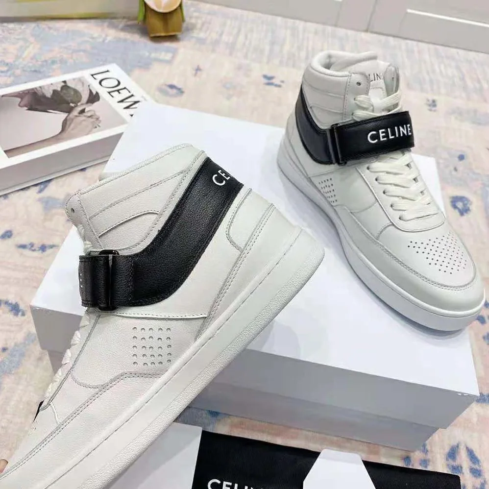 Celine CT-03 High Sneaker with Scratch in Calfskin for Men in White Celine CT-03 High Sneaker with Scratch in Calfskin for Men in White