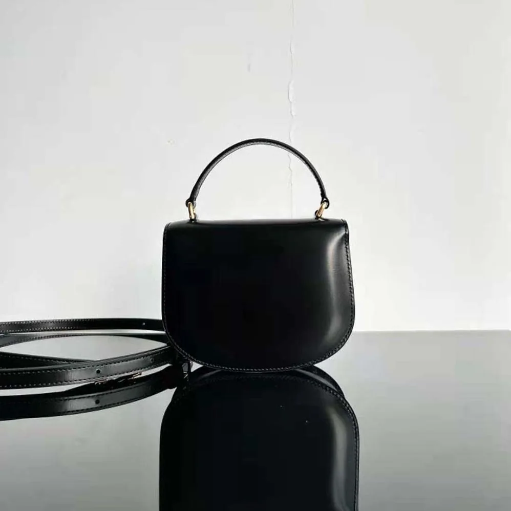 Celine Mini Besace Triomphe in Shiny Calfskin for Women in Black Celine Mini Besace Triomphe in Shiny Calfskin for Women in Black