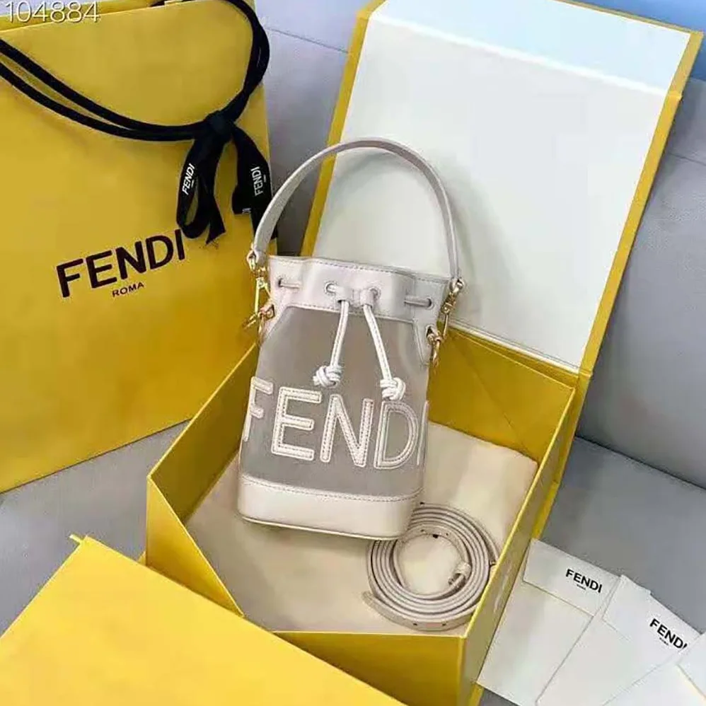 Fendi Mon Tresor Leather and Mesh Mini-bag for Women in White Fendi Mon Tresor Leather and Mesh Mini-bag for Women in White