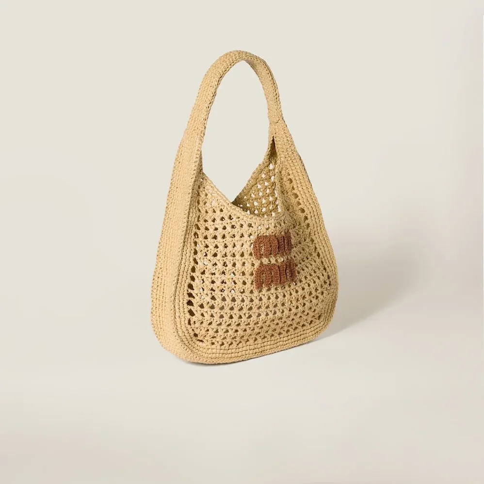 Miu Miu Raffia-Effect Woven Hobo Bag Beige / - 5BC164_ADO1_F0A5T_V_OOO Miu Miu Raffia-Effect Woven Hobo Bag Beige / - 5BC164_ADO1_F0A5T_V_OOO