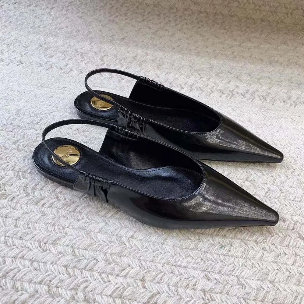 Saint Laurent YSL Anne Marie Slingback Flats in Smooth Leather-844421AA for Women Saint Laurent YSL Anne Marie Slingback Flats in Smooth Leather-844421AA for Women