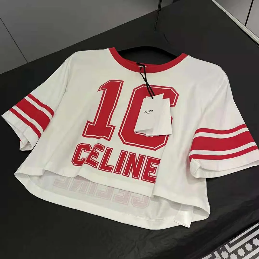 Celine 16 Cropped T for Women in shirt in Cotton Jersey Celine 16 Cropped T for Women in shirt in Cotton Jersey