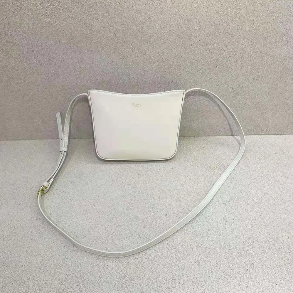 Celine Medium Celine Croque Bag in Shiny Calfskin for Women in White