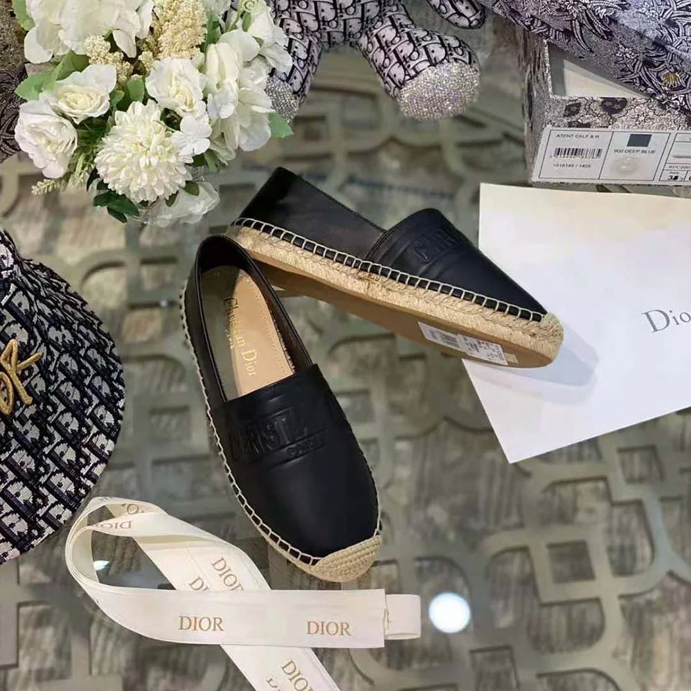 Dior Dior Granville Espadrille Black Embossed Lambskin for Women Dior Dior Granville Espadrille Black Embossed Lambskin for Women