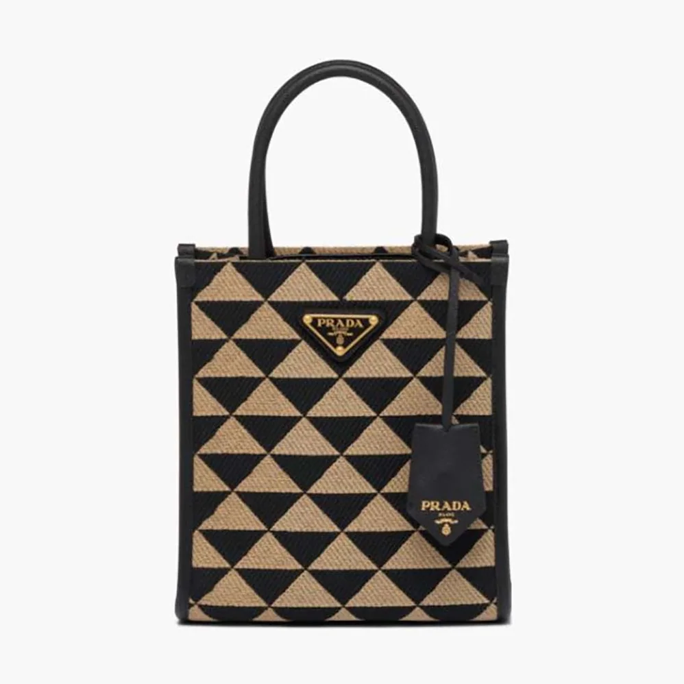 Prada Symbole Jacquard Fabric Micro Bag for Women in Black Prada Symbole Jacquard Fabric Micro Bag for Women in Black