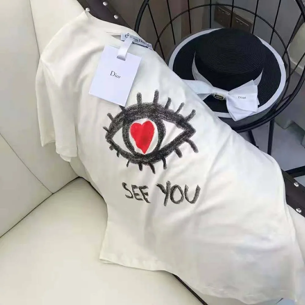 Dior I See You T-shirt Ecru Cotton Jersey and Linen for Women