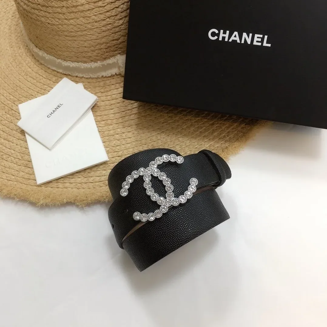 Chanel Belt With Beaded Buckle Black With Silver Hardware for Women Chanel Belt With Beaded Buckle Black With Silver Hardware for Women