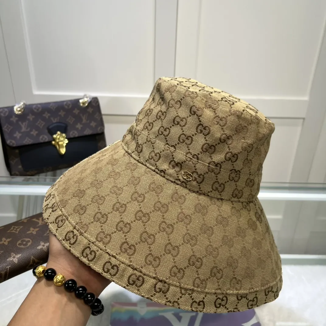 Gucci Eco Washed Denim Wide Brim Hat Beige GG