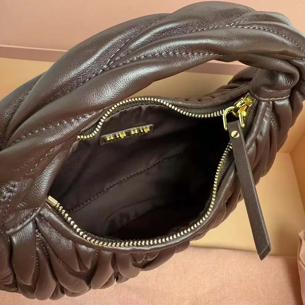 Miu Miu Wander Matelassé Nappa Leather Hobo Bag for Women in Chocolate