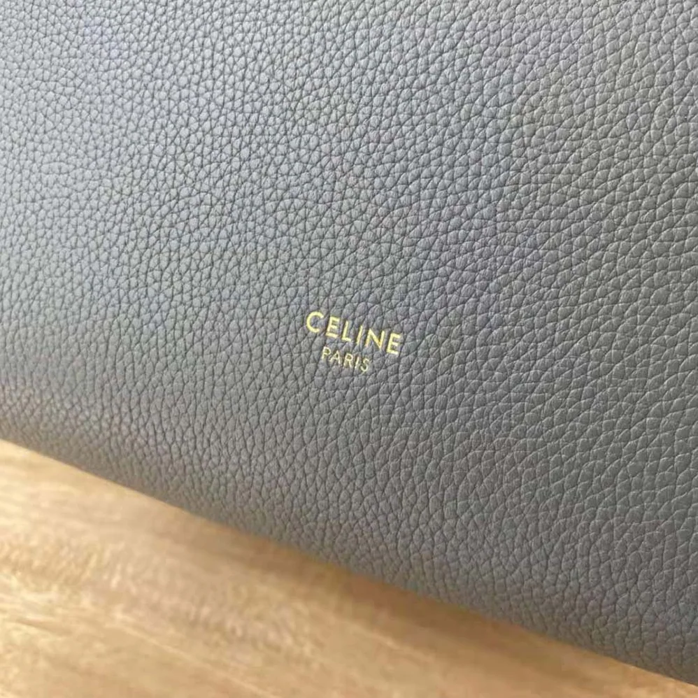 Celine Sangle Small Bucket Bag in Soft Grained Calfskin for Women in Silver