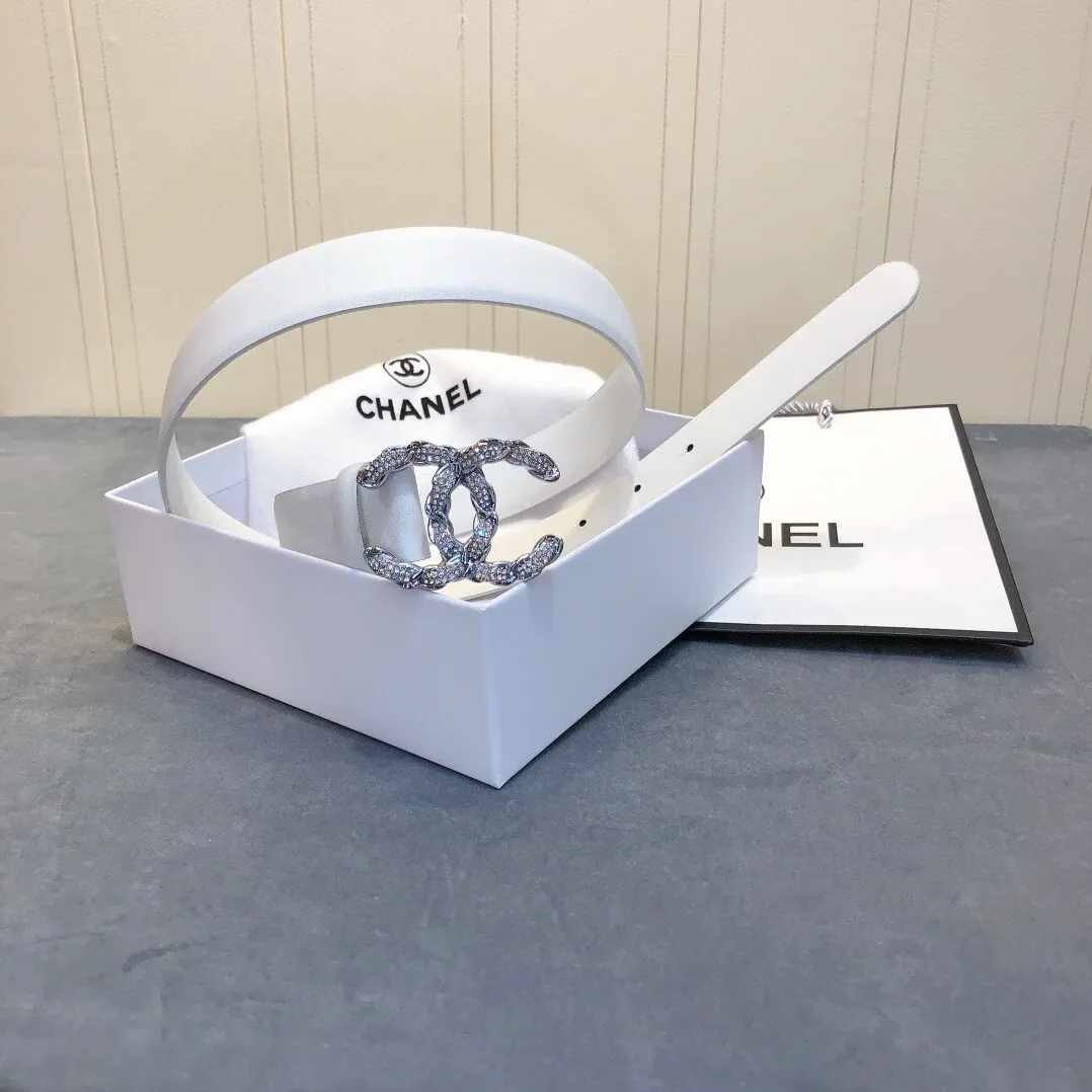 Chanel Belt With Double C Buckle White for Women