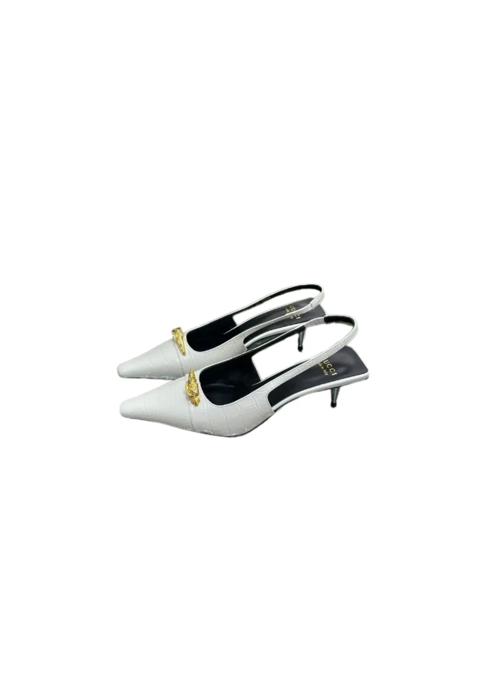 Gucci Gg Slingback Mid in Heel Pump White Gucci Gg Slingback Mid in Heel Pump White