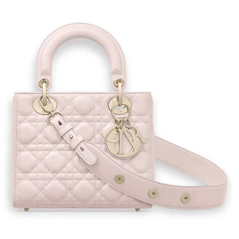 Dior My Lady Dior Bag in Cannage Lambskin in Pink