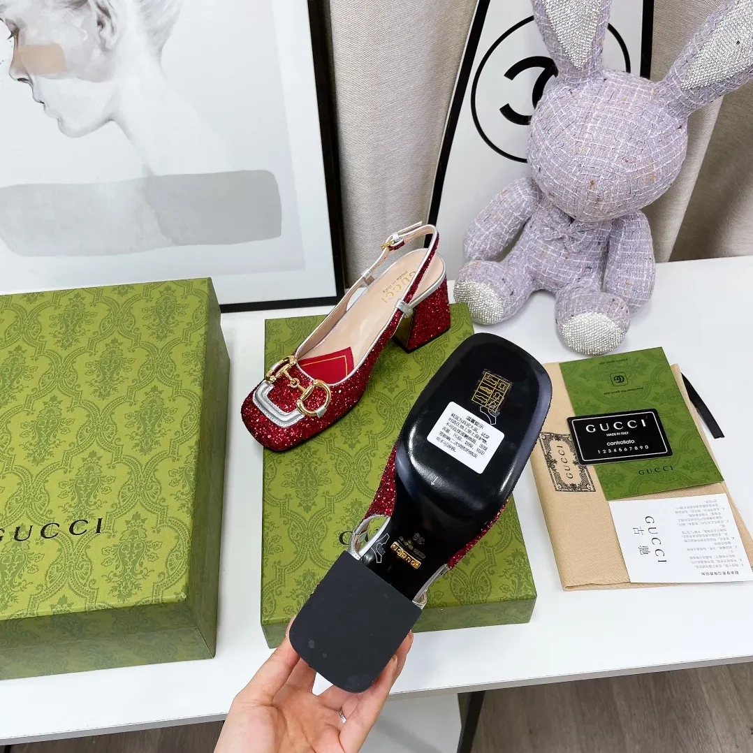 Gucci Lovelight Slingback Mid in Heel With Horsebit Red Gucci Lovelight Slingback Mid in Heel With Horsebit Red