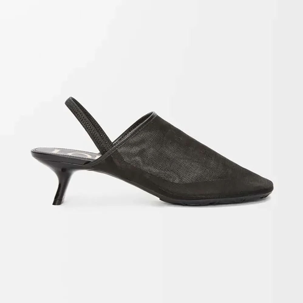 Loewe Petal Slingback Heel Sandal in Mesh for Women in Black Loewe Petal Slingback Heel Sandal in Mesh for Women in Black