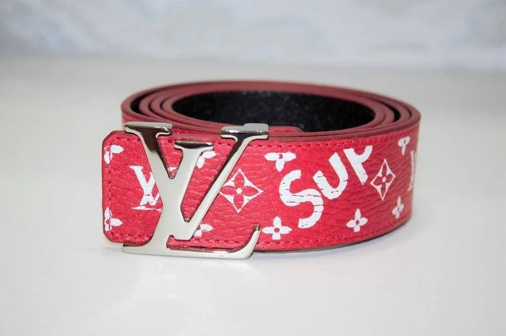 Red Monogram Leather Belt