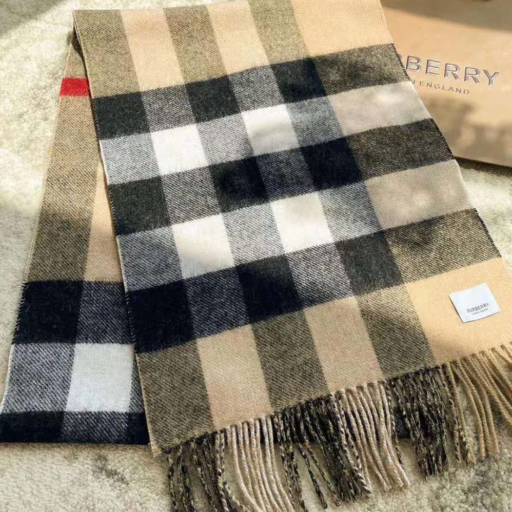 Burberry Reversible Check and Monogram Cashmere Scarf for Women in Brown