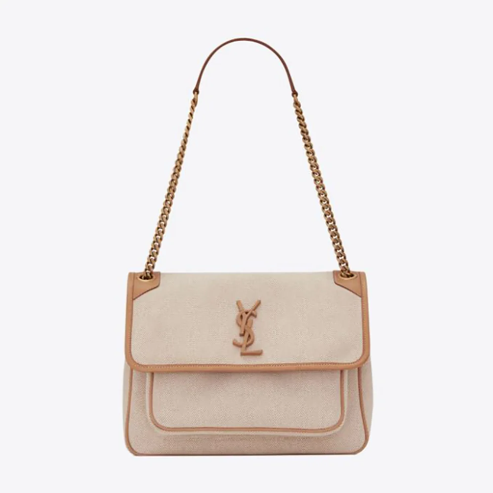 Saint Laurent YSL Niki Medium in Cotton canvas and Vintage Leather for Women Saint Laurent YSL Niki Medium in Cotton canvas and Vintage Leather for Women