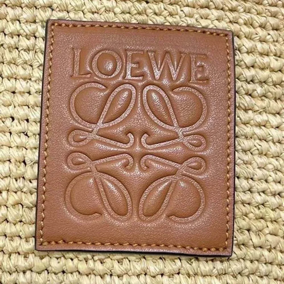 Loewe Mini Slit Bag in Raffia and Calfskin for Women in Beige