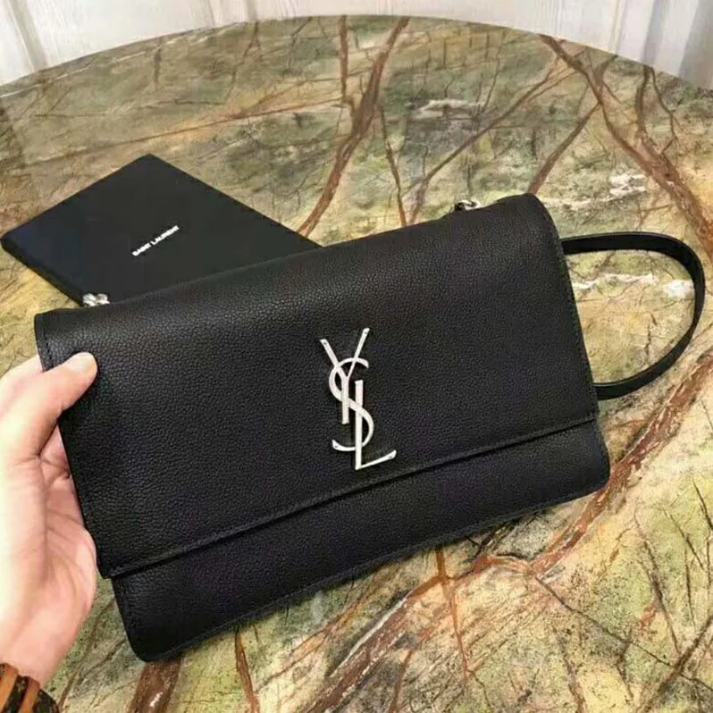 Saint Laurent YSL Sunset Medium in Grained Leather for Women in Black Saint Laurent YSL Sunset Medium in Grained Leather for Women in Black