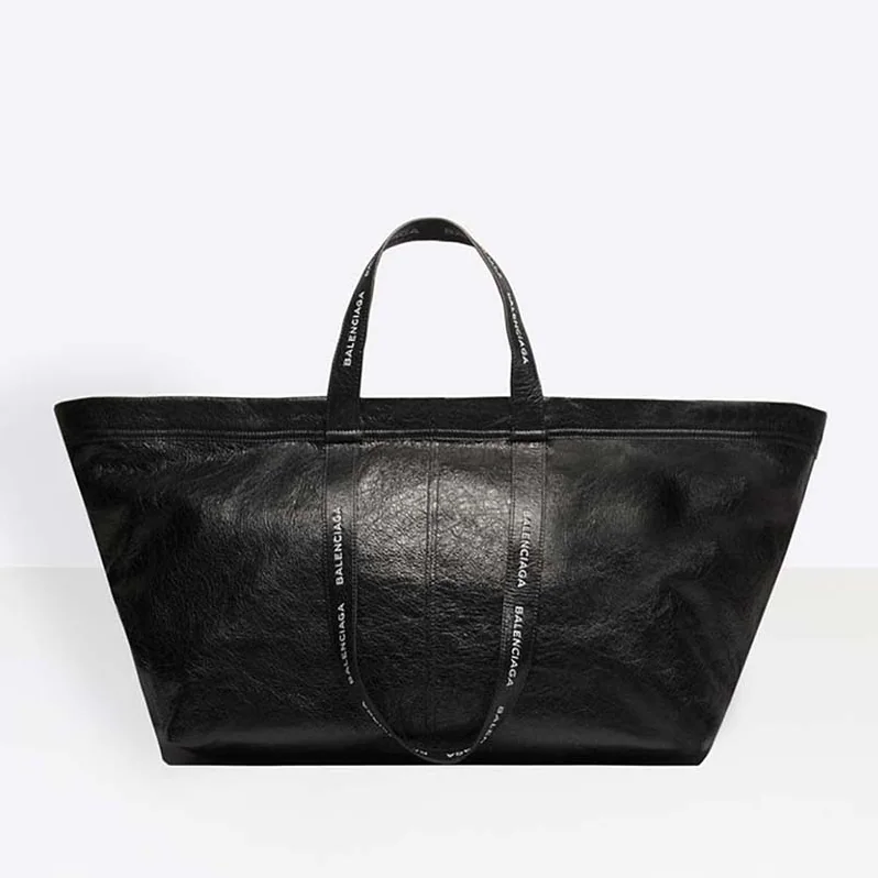 Balenciaga Large Lambskin Shopper Bag with Contrasted Logo Printed for Women