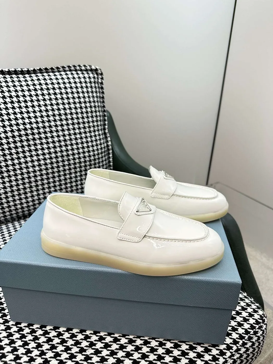 Prada Brushed Loafers White