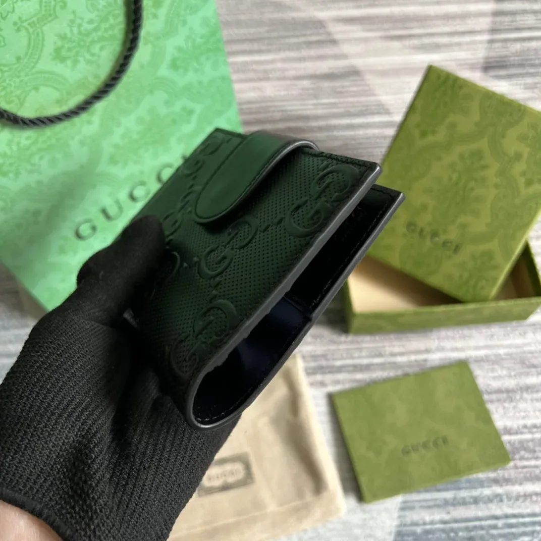 GG Embossed Passport Case Black /