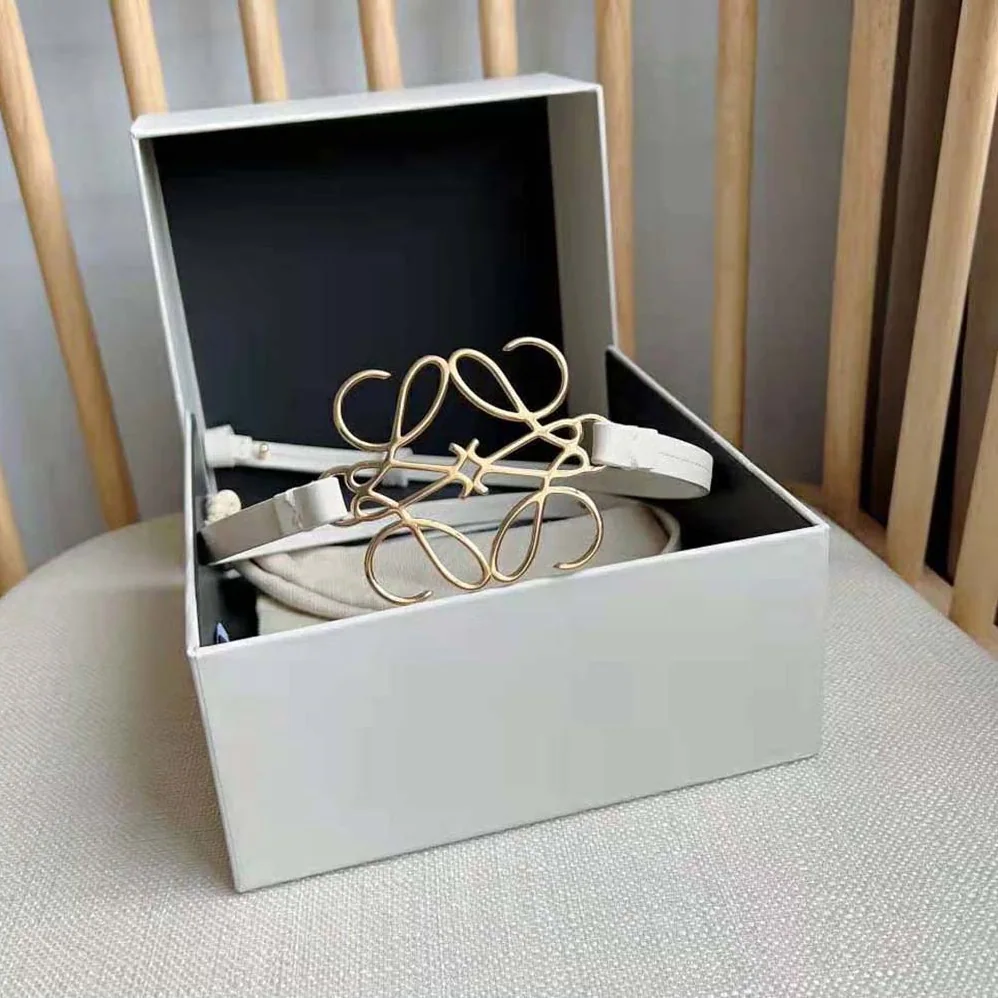 Loewe Anagram Belt in Classic Calfskin for Women in White Loewe Anagram Belt in Classic Calfskin for Women in White