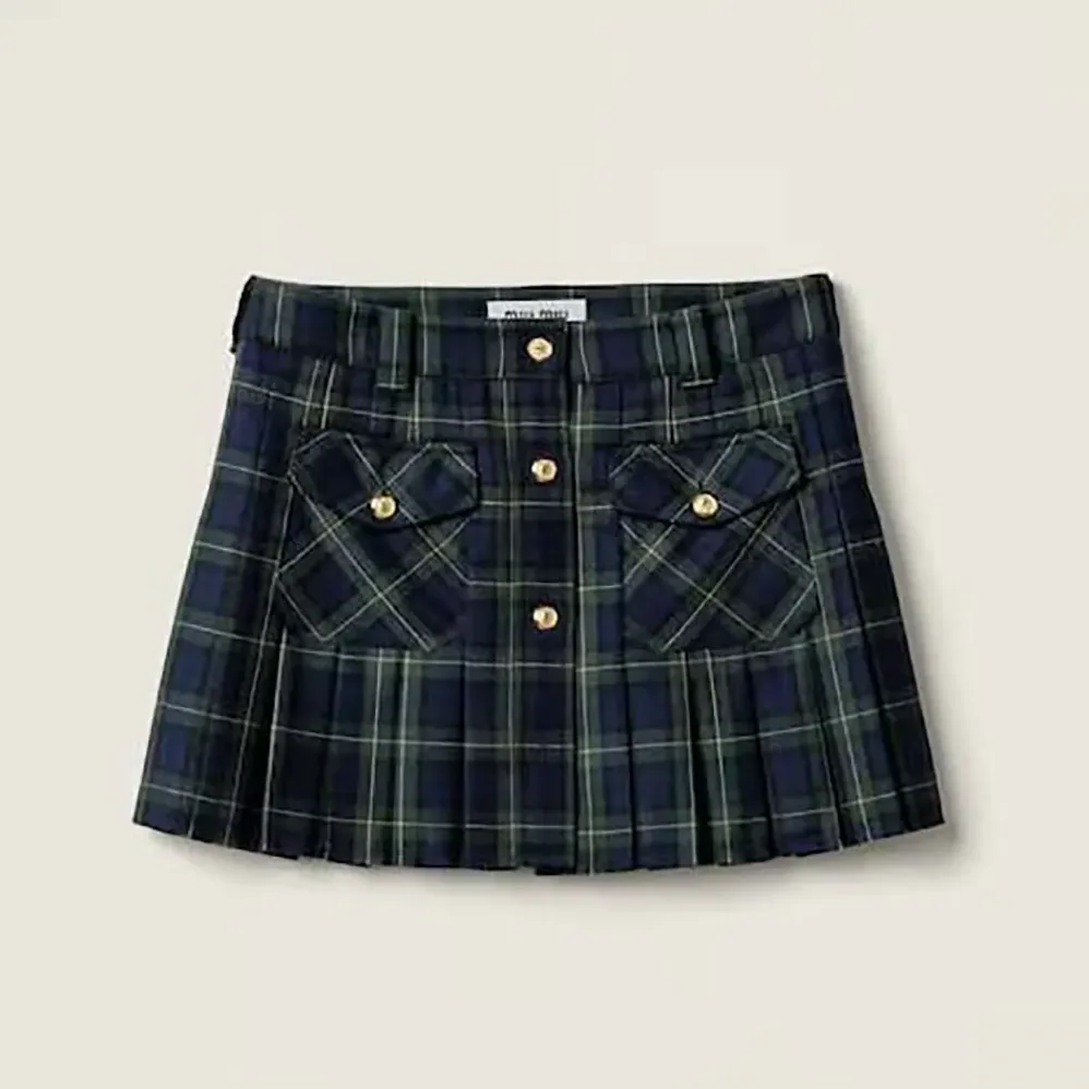 Miu Miu Pleated Tartan Miniskirt for Women