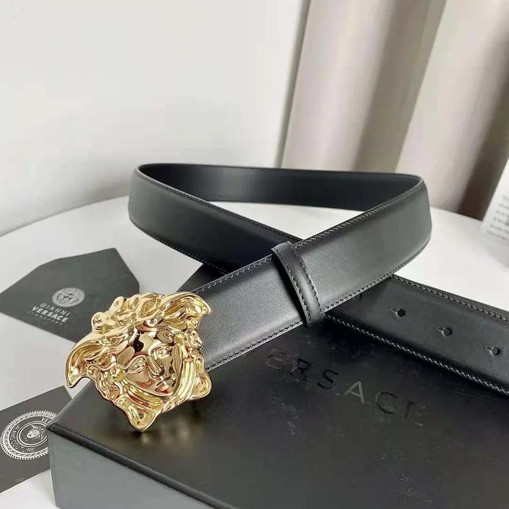 Versace La Medusa Leather Belt for Unisex in Black