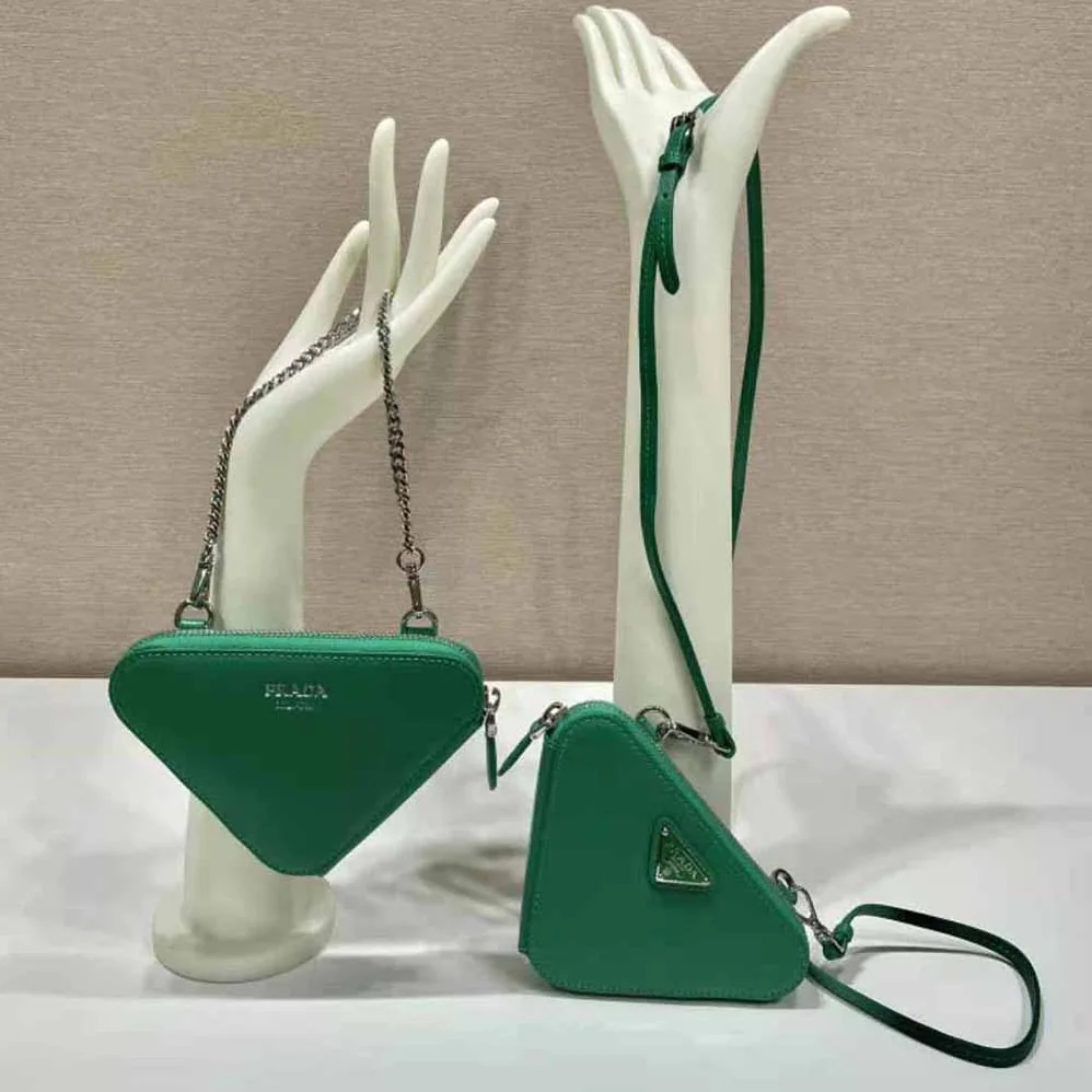 Prada Saffiano Leather Mini Pouch for Women in Green Prada Saffiano Leather Mini Pouch for Women in Green