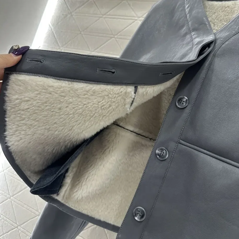 Loewe Pebble Cardigan In Shearling for Women in Light Grey