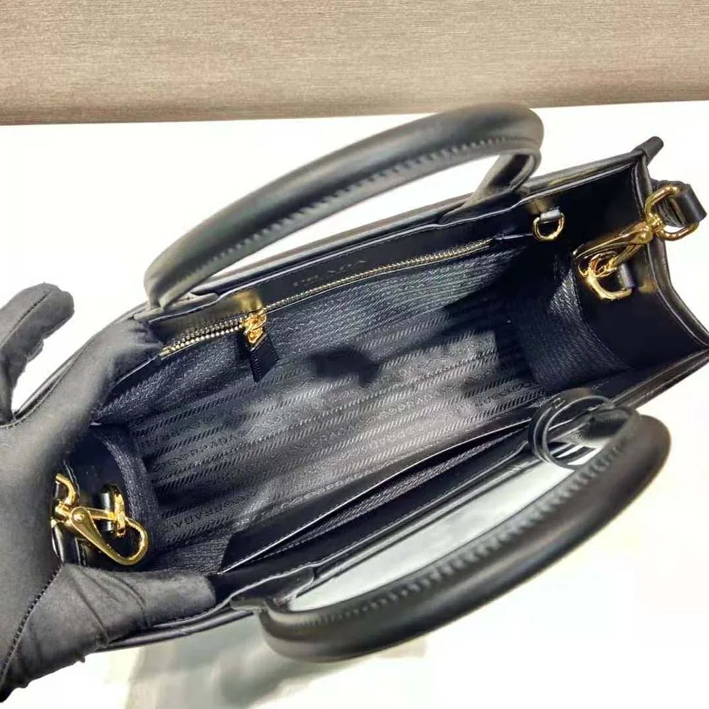 Prada Mini Prada Symbole Leather Bag with Stitching for Women in Black