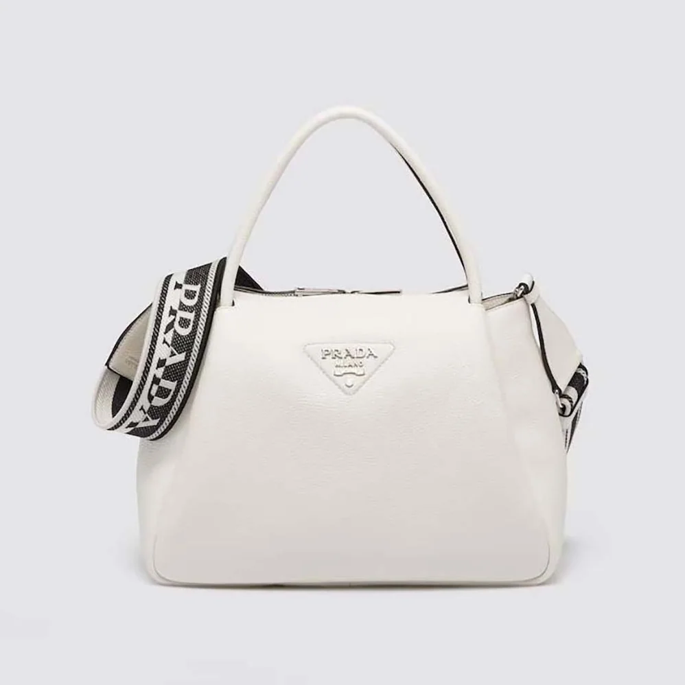 Prada Large Leather Handbag for Women in White Prada Large Leather Handbag for Women in White