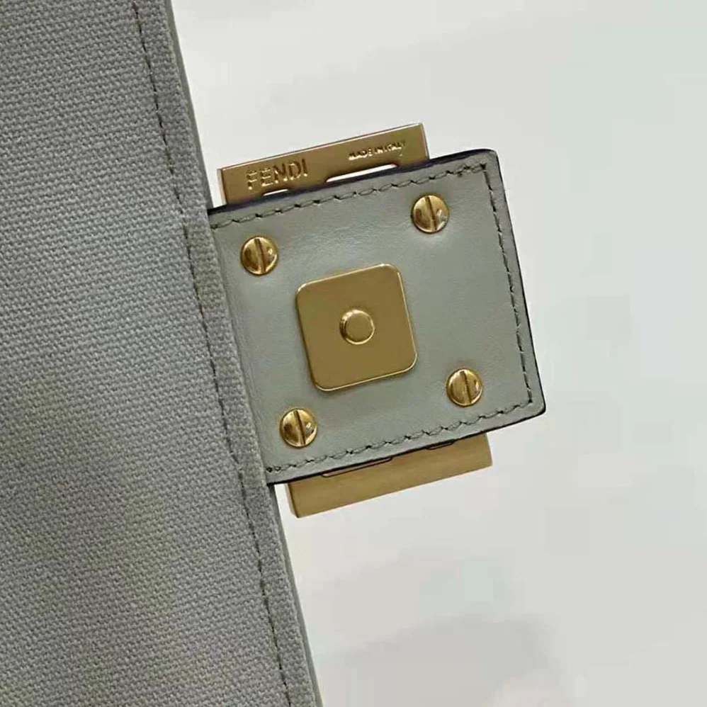 Fendi Baguette Light Green Canvas Bag with FF Embroidery for Women Fendi Baguette Light Green Canvas Bag with FF Embroidery for Women