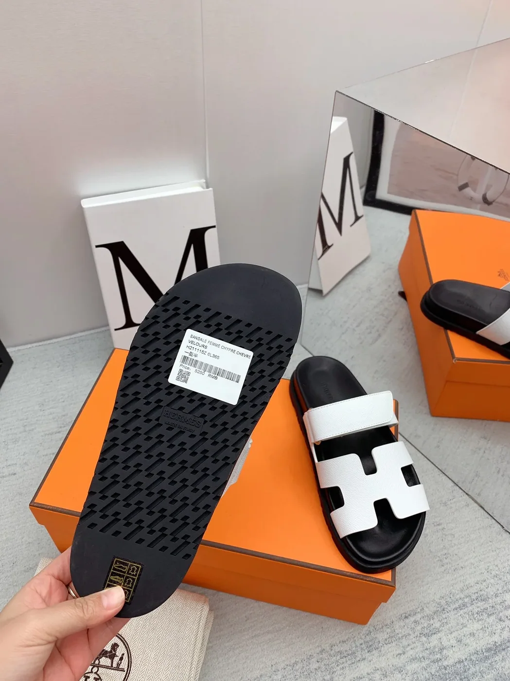 Hermes Chypre Sandal White Hermes Chypre Sandal White