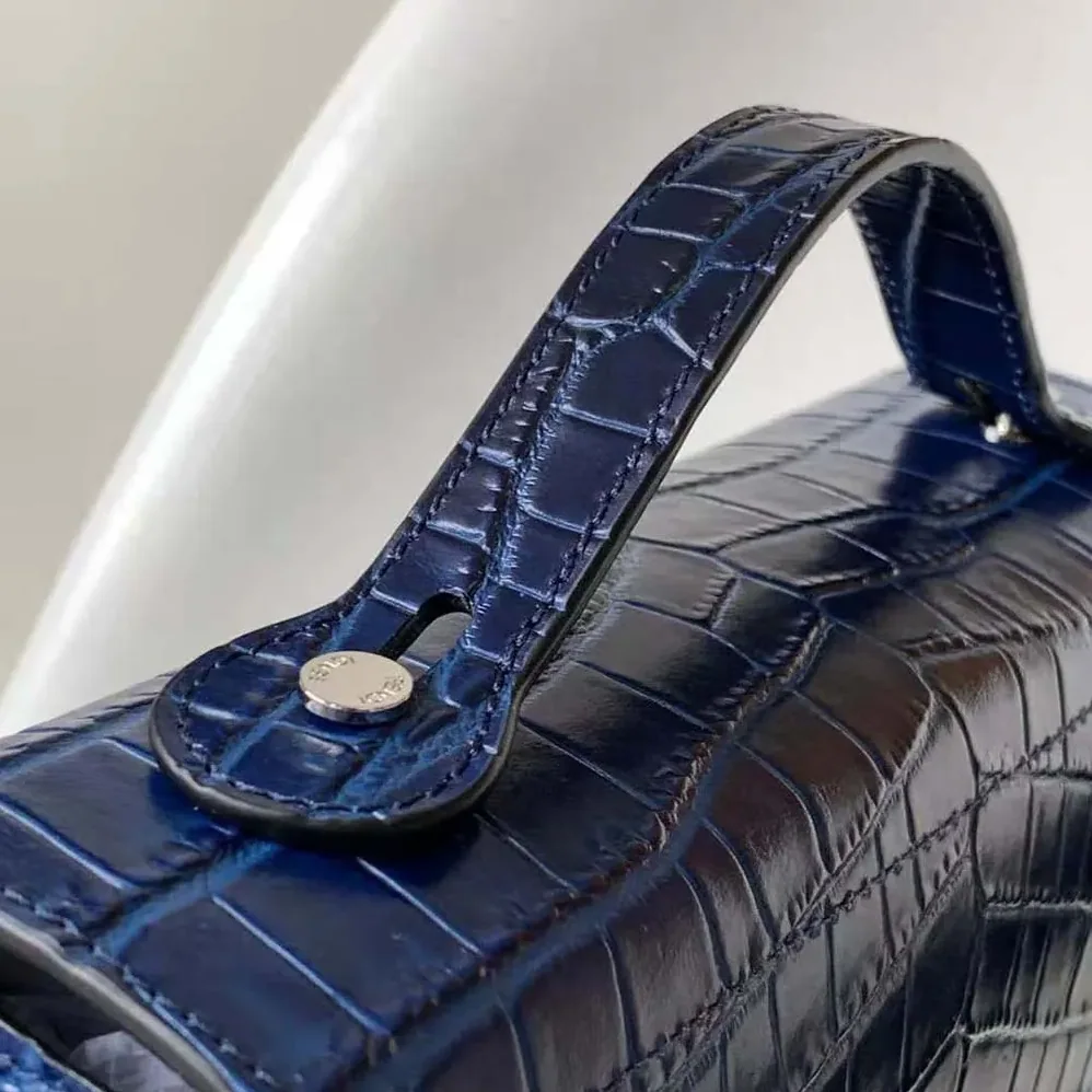 Fendi Soft Trunk Baguette Blue Gradient Crocodile Bag for Men