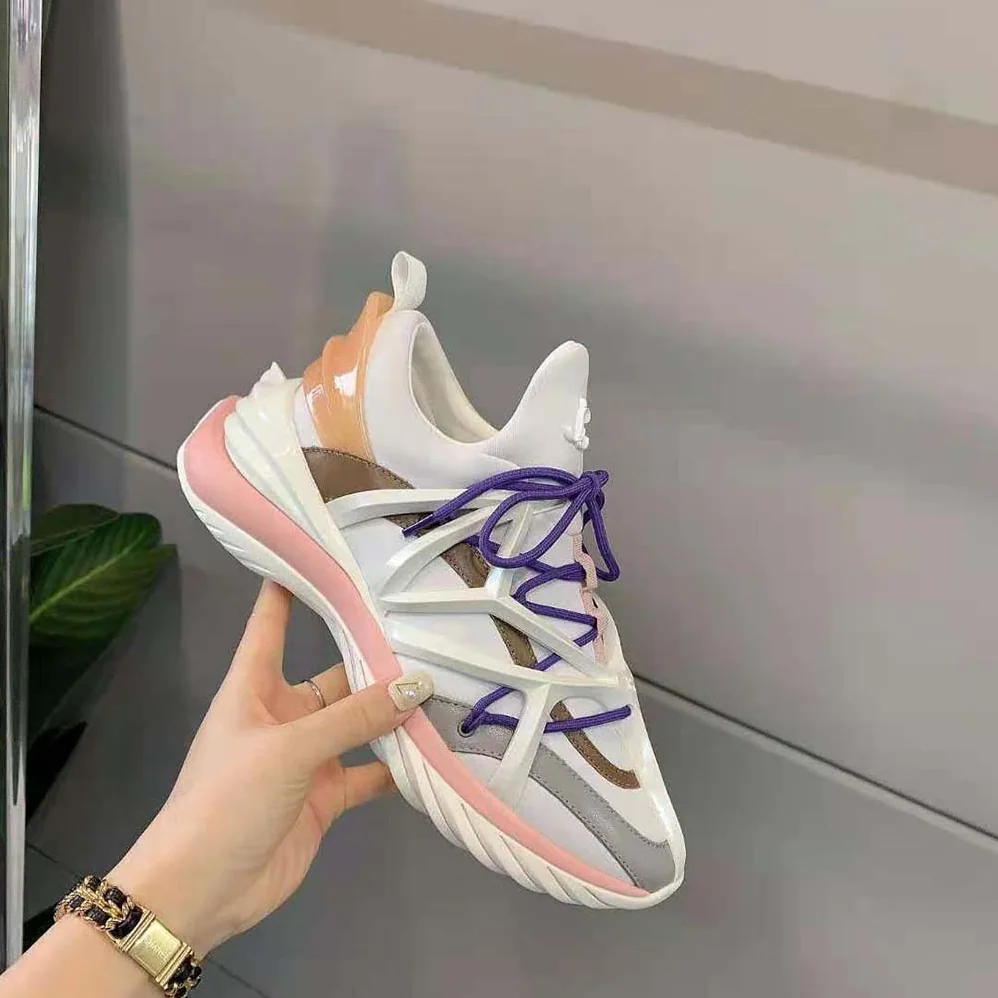 Jimmy Choo Cosmos/F White and Ballet Pink Leather and Neoprene Low for Women in Top Trainers