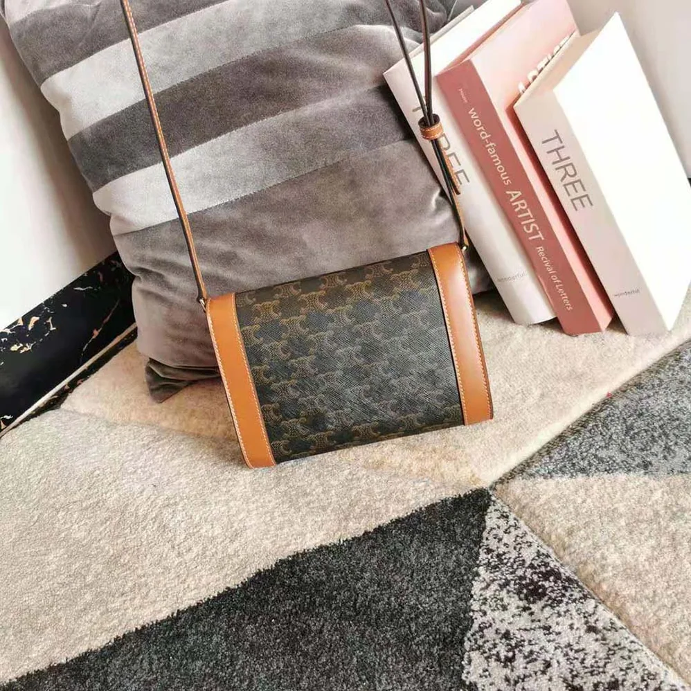Celine Strap Bag Triomphe in Triomphe Canvas and Calfskin for Women