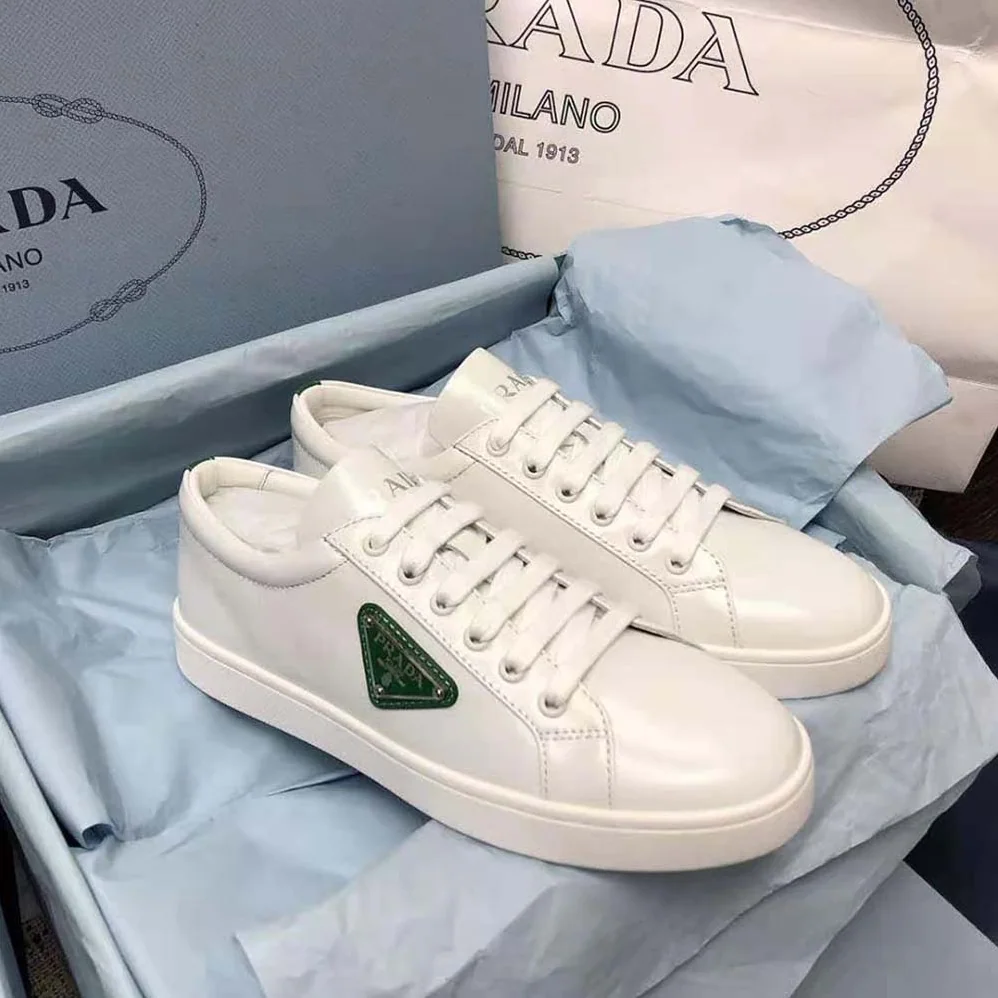 Prada Brushed Leather Sneakers for Men in Green