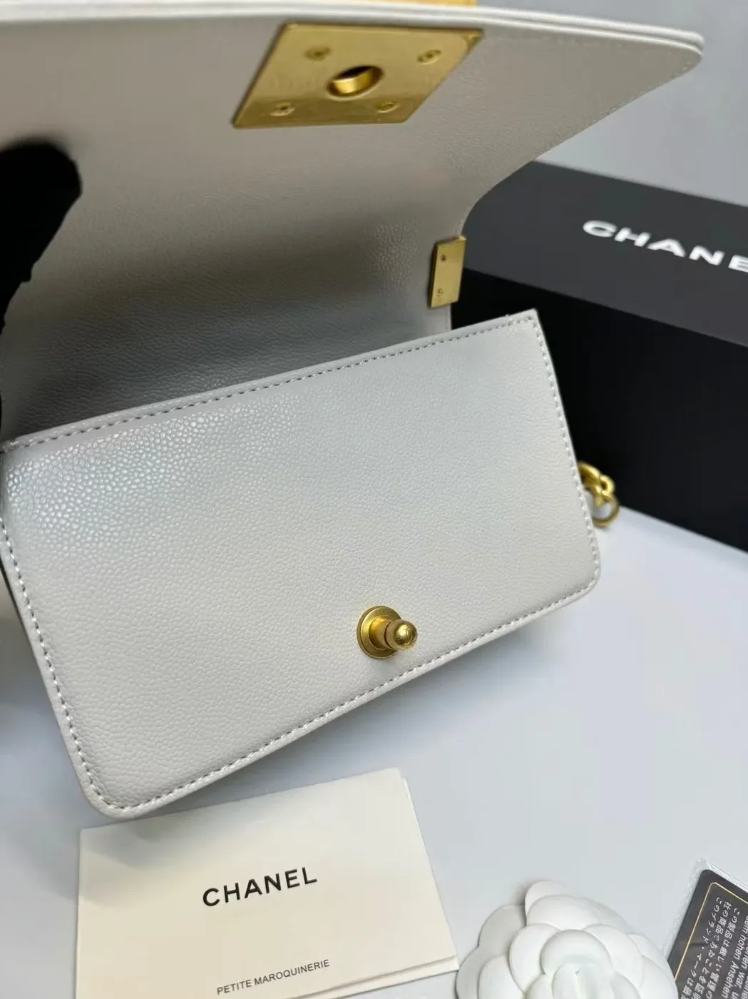 Chanel Boy Small Crossbody Bag in Ivory Gold Hardware